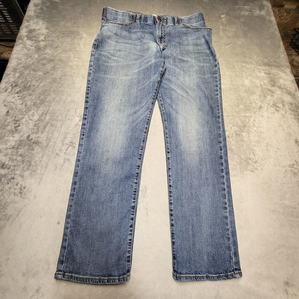 Lee Jeans Jeans Mens 38x32 Blue Light Wash Tapered Straight Denim Pockets
